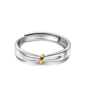 Jeulia "Lover Knot" Two Tone Adjustable Sterling Silver Men's Band
