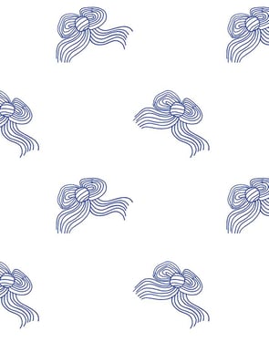Bows' Wallpaper by Clare V. Wallpaper - Blue - Traditional / 27 in. x 27 ft.