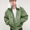 Zipped Hooded Flying Jacket in Green