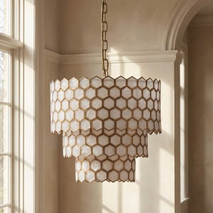 Glamazon three tier chandelier in brass and resin