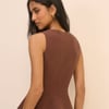 Brown Peplum Knitted Top