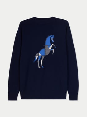 Cashmere Horse Intarsia Sweater - 2XL / Navy / MK0330-1479/1867-13000755-25