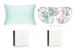 Teal Breeze and Iridescent Garden Silk Sleep Gift Set - Super King Pillowcase