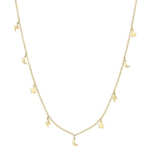 Lightning Star Moon Necklace Gold