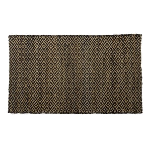 Natural and Black Diamonds Jute Rug - 3'x5'