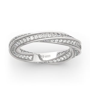 Jeulia Simple Twist Design Sterling Silver Women's Band