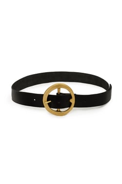 Stevie Belt in Black Leather & Brass