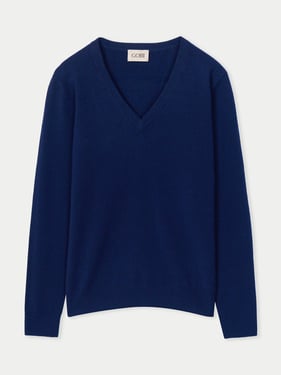 Essential Cashmere V-Neck Sweater - 2XL / Navy / WK02-1479