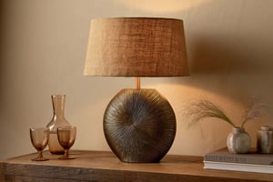 nkuku Ramvas Etched Table Lamp | Lamps | One Size | Antique Brass