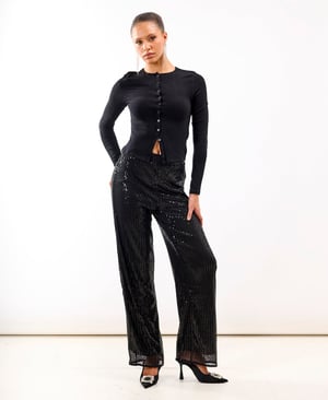 Black Jersey Sequin Trouser - 20