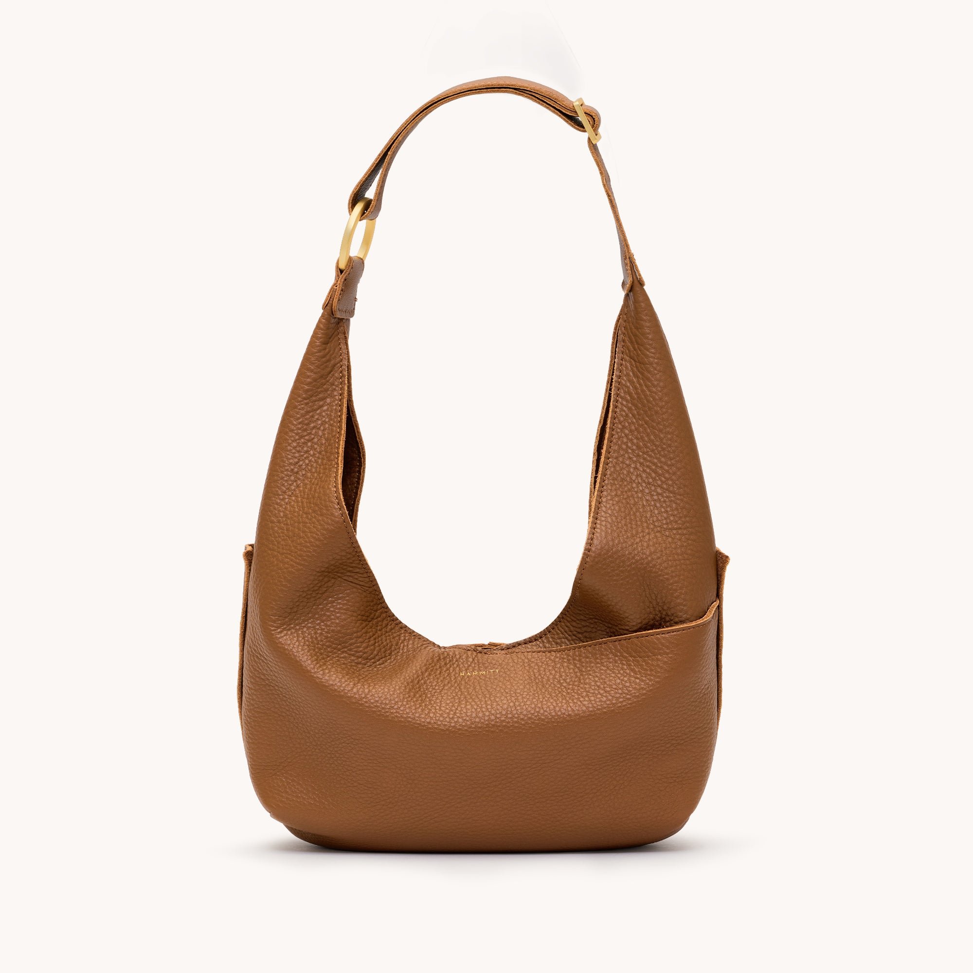 Hammitt Tom Zip Mahogany Pebble Brushed Gold Red Zip Med