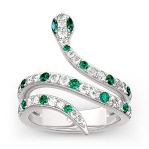 Jeulia Snake Shape Sterling Silver Cocktail Ring