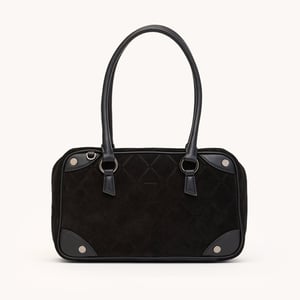 Hammitt Meredith Noir Diamond Suede Gunmetal Med
