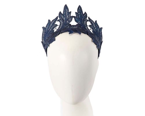 Navy lace crown fascinator headband by Max Alexander
