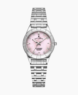Leonie 29mm Three-hands Silver-tone Pink dial Stainless steel swiss watch - 29 mm