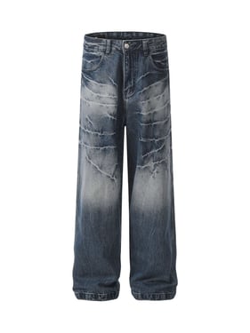 Retro Neutral Washed Straight Jeans - 2261 - Blue / 2XL