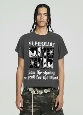 Gothic Text Graphic Cut-Off Sleeveless T-Shirt - Dark Gray / L