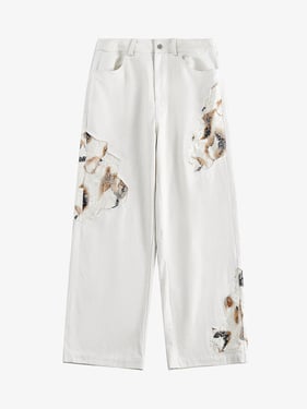 Thesupermade American Retro Lace Patchwork Jeans - White / XL