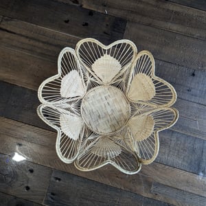 10" Floral Handwoven Iraca Bread Basket - Solid Color / Natural