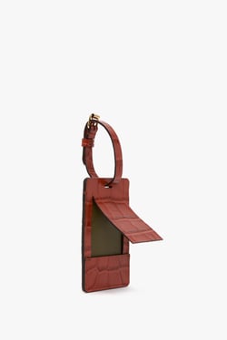 Victoria Beckham Luggage Tag In Brick Red Croc Embossed Leather - ONE SIZE - Womens