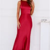 Unveiled Sophistication Satin Maxi Dress Ruby