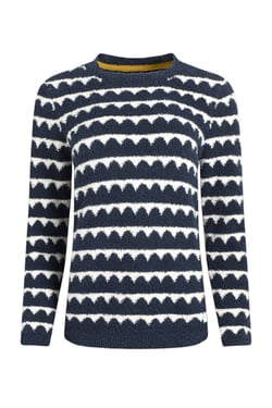 Weird Fish Tyla Cosy Knit Scalloped Jumper Navy Size 8