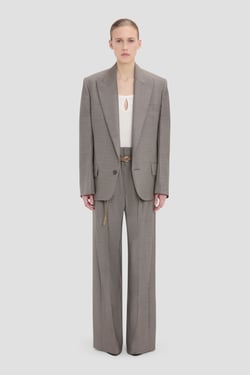 Victoria Beckham Sculptural Sleeve Jacket In Nickel - Size 14 UK
