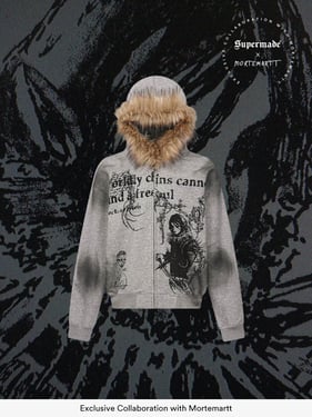 Supermade × Mortemartt Graphic Hooded Jacket- 2279 - Grey / 2XL