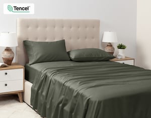 QE Home 500TC Eucalyptus Luxe TENCEL™ Lyocell Sheet Set Sheet Set in Bonsai Green, Queen