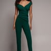 Goddiva Bardot Scuba Romper - Emerald Green
