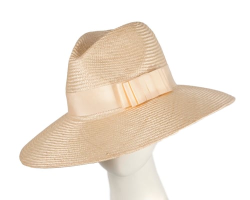 Wide brim ladies summer straw fedora hat by Max Alexander