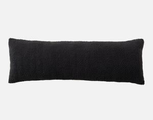 QE Home Ripple Boucle Lumbar Pillow With Removable Insert in Soot, Geometric, Black
