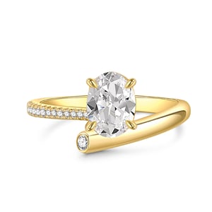 Jeulia Bypass Gold Oval Cut Engagement Ring Sterling Silver