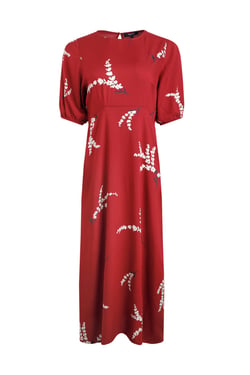 Weird Fish Everly Printed Viscose Dress Red Size 8