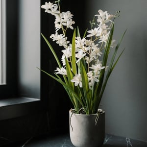 Artificial White Orchid in Vanda Pot - 22.5"
