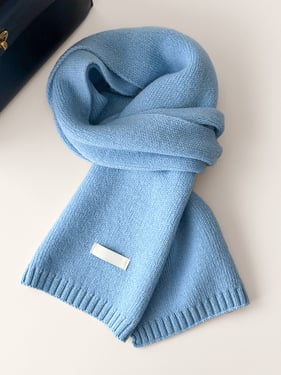 100% Wool Solid-Color Woven Scarf - Iceland Blue / One Size