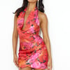 Goals Satin Halter Mini Dress Red