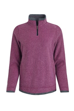 Weird Fish Beye 1/4 Zip Grid Fleece Purple Wine Size 10