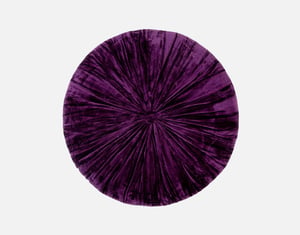 QE Home Pleated Velvet Round Cushion in Purple