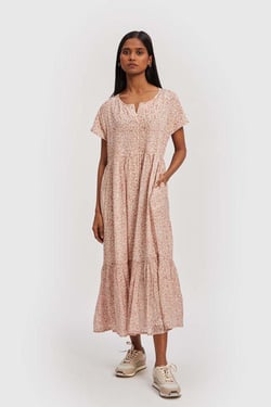 Midi Tiered Shirt Dress - Coral Rush / 3XL