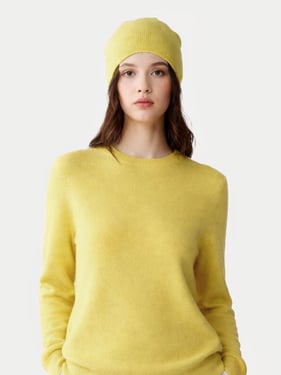 $99 Cashmere Hat & Sweater - XL / maize / WK203/AK98-1080