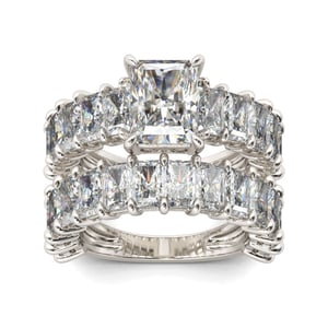 Jeulia Classic Radiant Cut Sterling Silver Ring Set