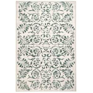 Vintage Scroll Green Eco-Washable Rug - 185x275cm