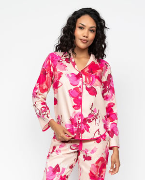 Aria Womens Floral Print Pyjama Top - 28
