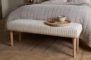 nkuku Sanja Stripe Upholstered Bench | Seating | One Size | Grey