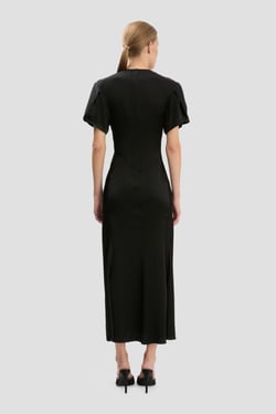 Victoria Beckham Eve Midi Dress In Black - 16 - Womens