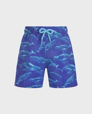 Vilebrequin - Boys Ultra-light And Packable Swim Shorts Sparkling Whales - Swimwear - Jihin - Blue - Size 14