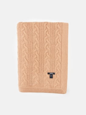 Cable Knit Blanket - One Size / sheepskin / HK16-1375