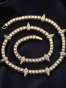 Thesupermade Hip Hop Collarbone Chain Necklace - 2221 - Gold / ONE SIZE