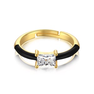 Jeulia Emerald Cut Enamel Sterling Silver Open Ring
